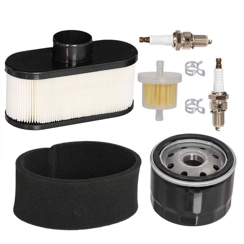 HIFROM Air Filter Pre Filter Cleaner Oil Fuel Filter Spark Plug Kit Replacement for Kawasaki FR651V FR691V FR730V FS600V FS651V FS691V FS730V 4-Cycle Engine Replace 11013-7047 49065-7007 - Image 1
